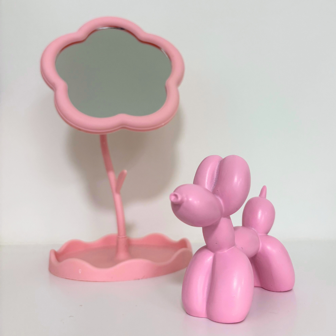 Kosmetikspiegel im Blumen-Design - Rosa