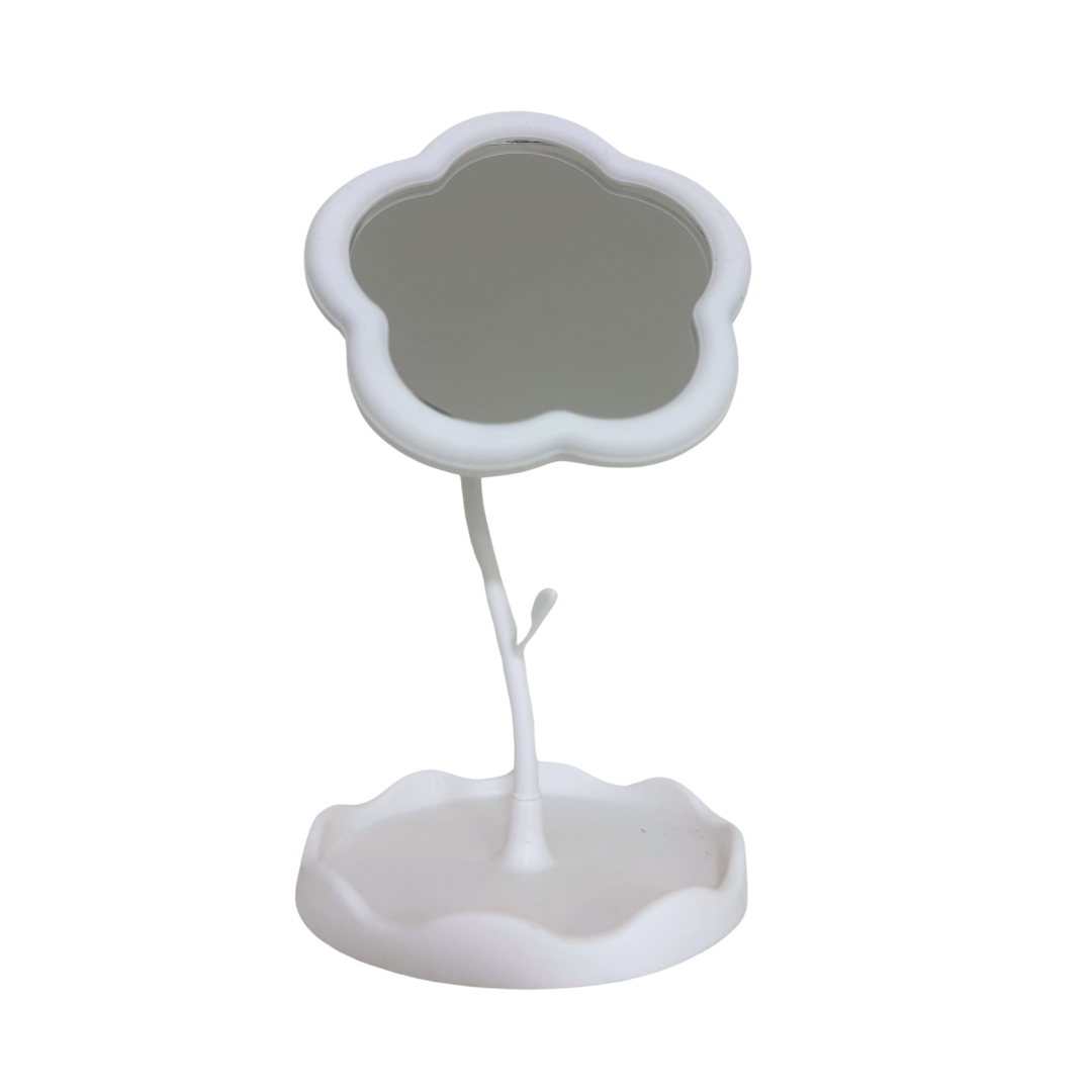 Kosmetikspiegel im Blumen-Design - Weiß