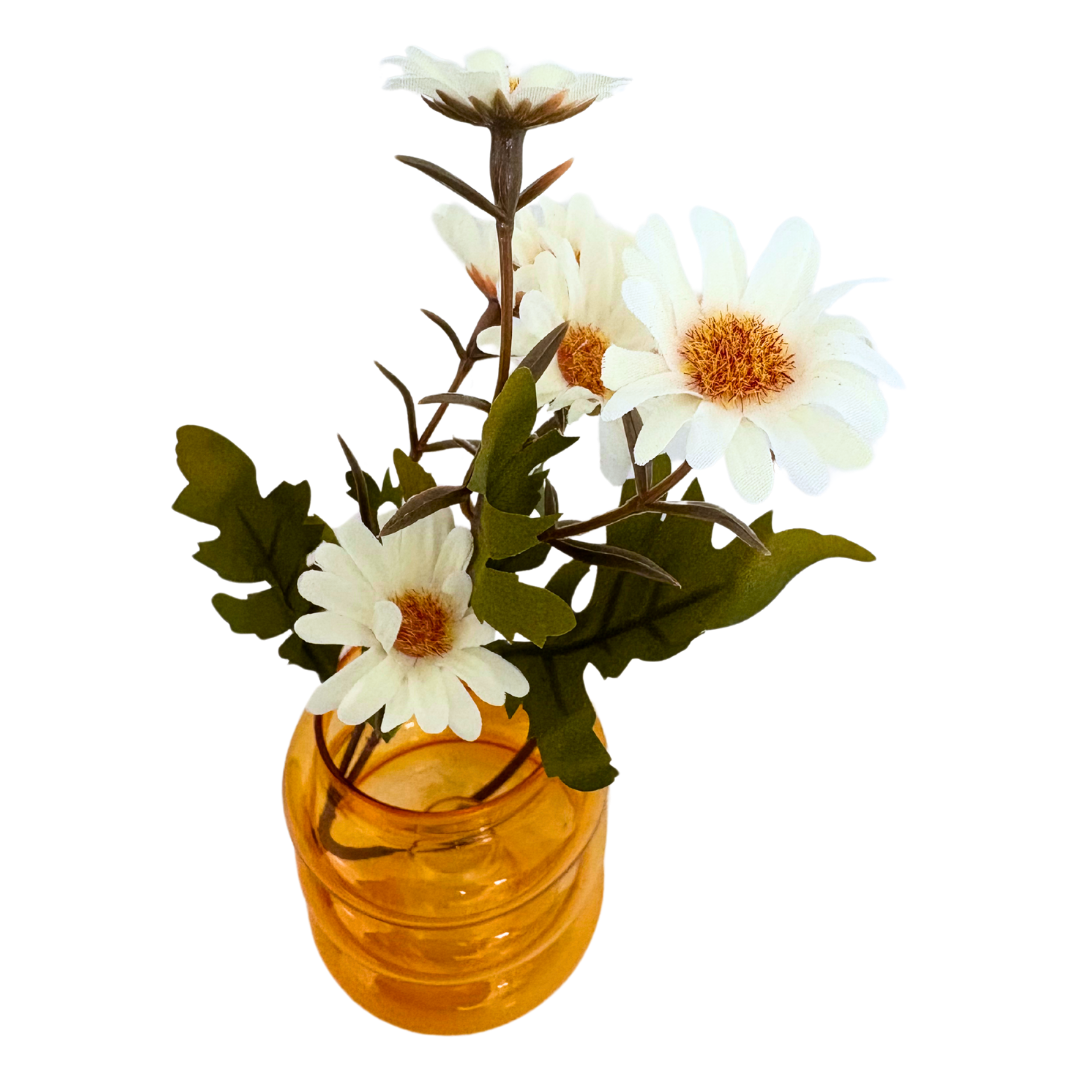 Kerzenhalter und Vase in Orange
