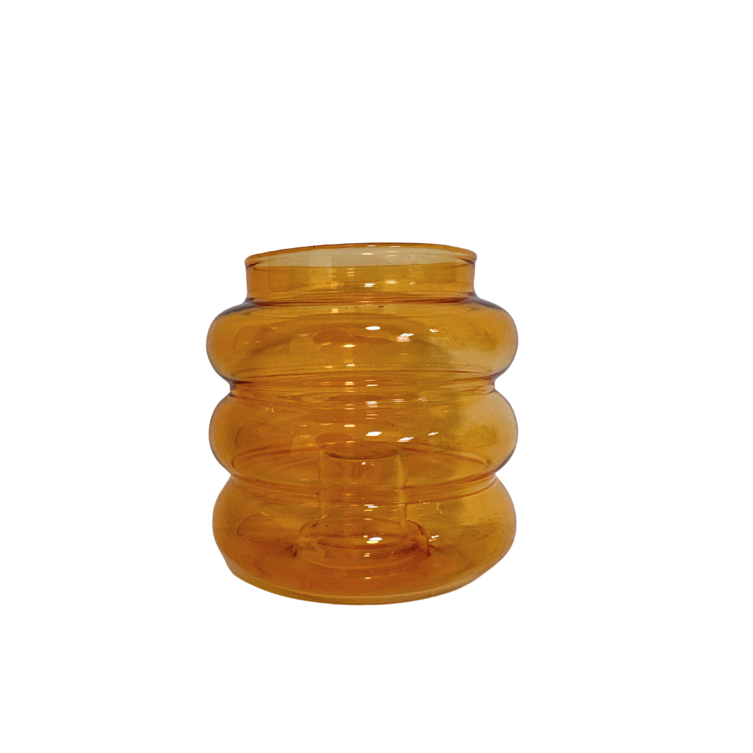 Kerzenhalter und Vase in Orange