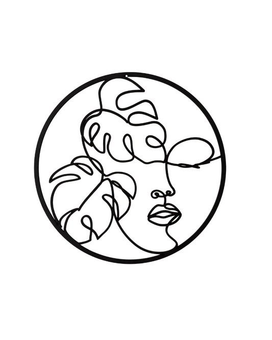 Wandobjekt - Monstera Line Art Face