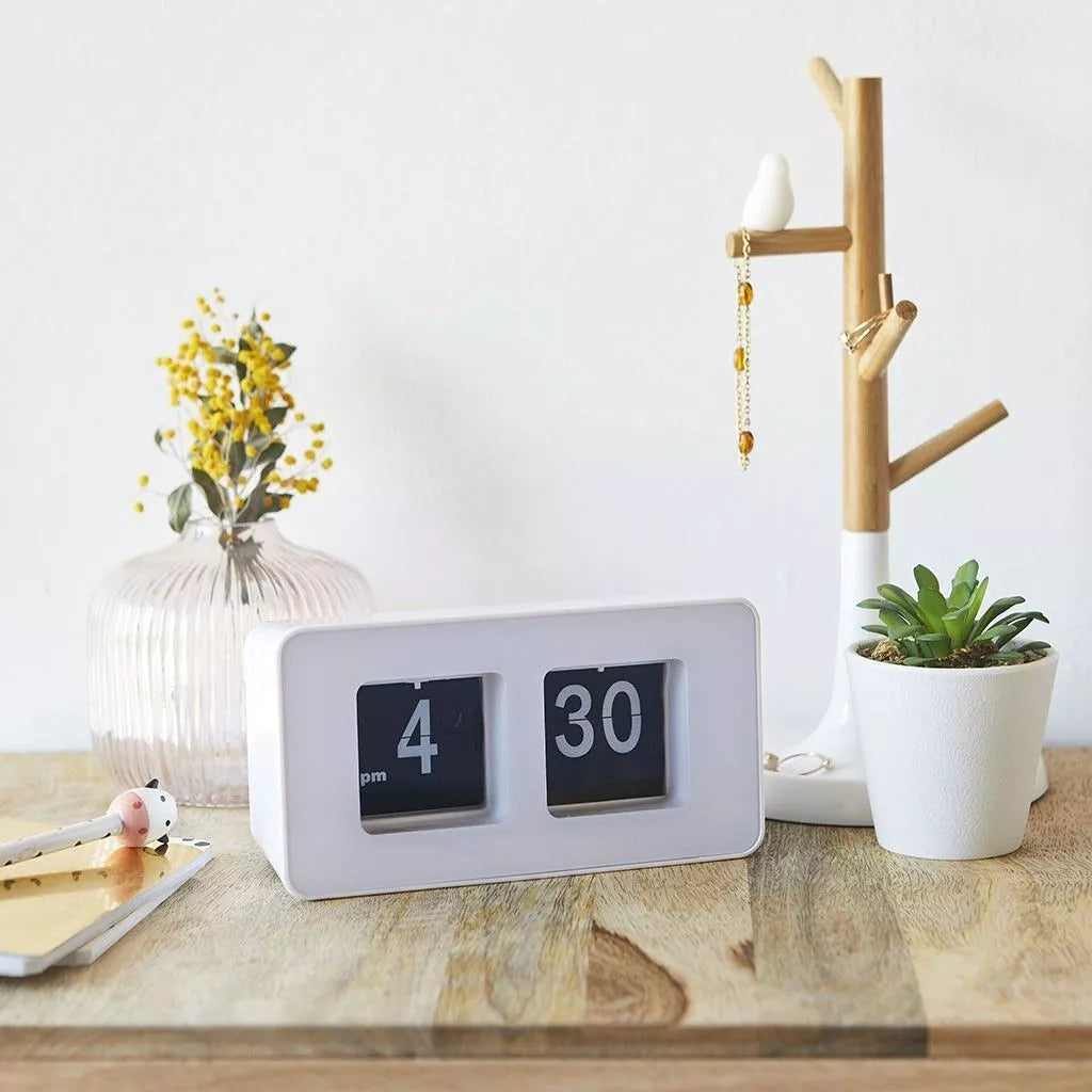 Tischuhr Flip Clock - Weiß