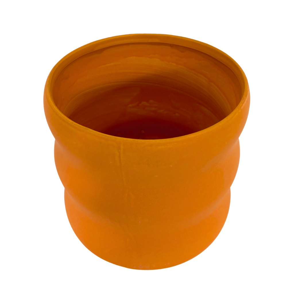 Wellenförmiger Keramik Kübel - Orange