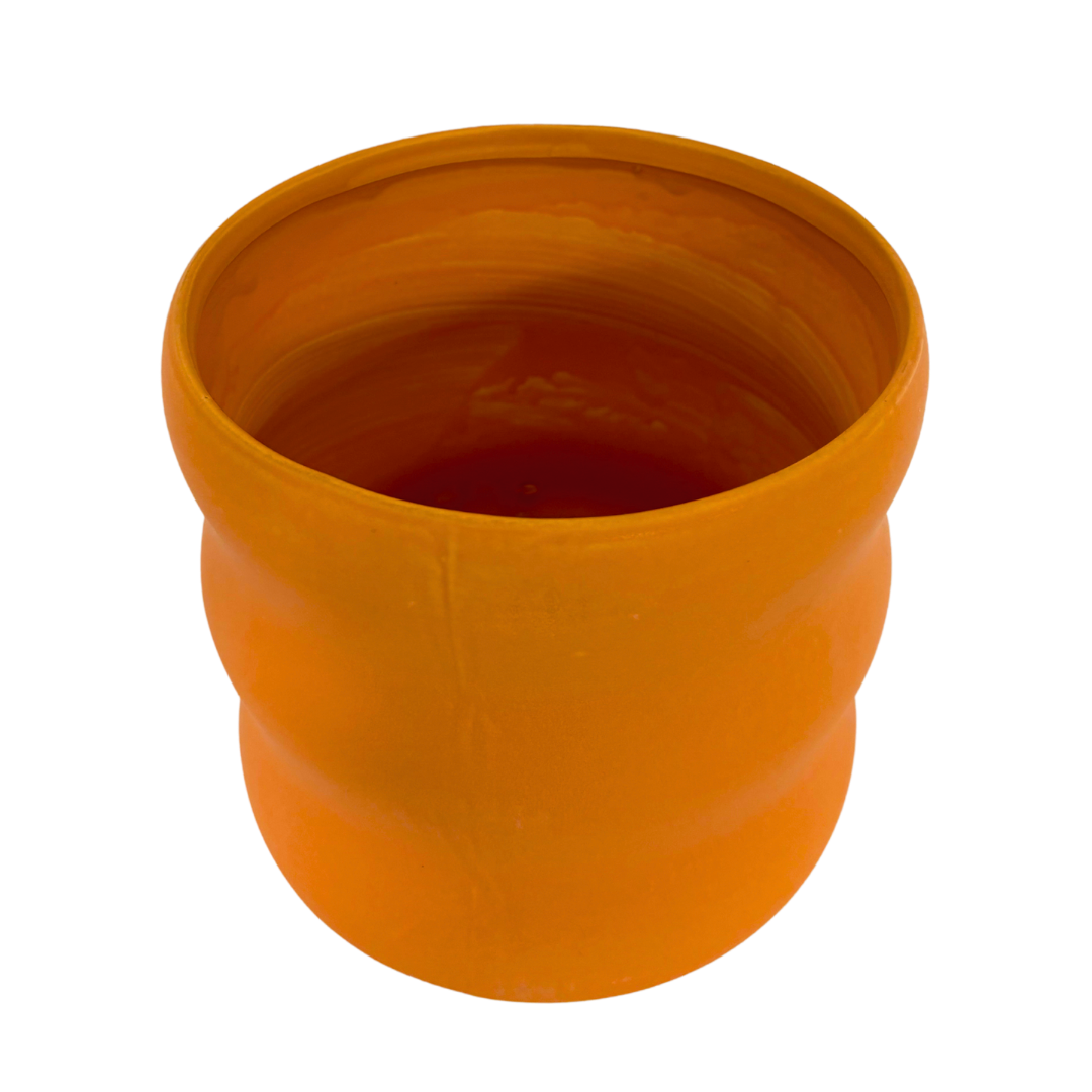Wellenförmiger Keramik Kübel - Orange