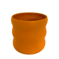 Wellenförmiger Keramik Kübel - Orange