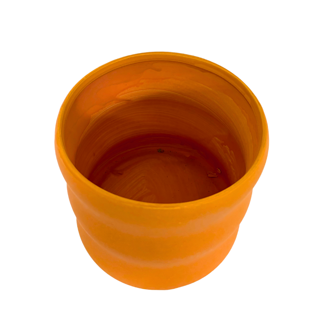 Wellenförmiger Keramik Kübel - Orange