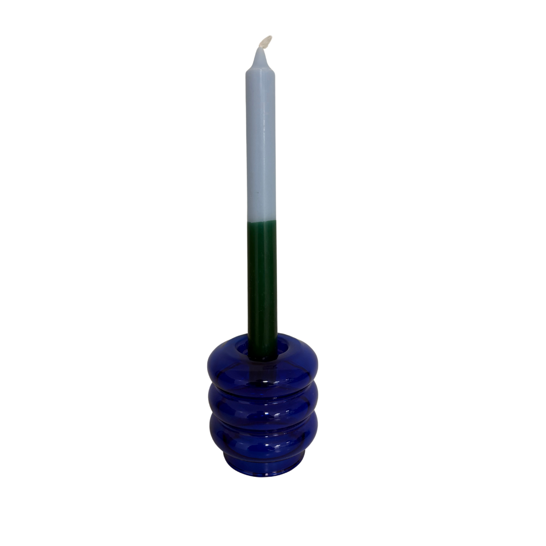 Kerzenhalter und Vase in Blau