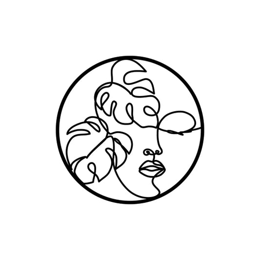 Wandobjekt - Monstera Line Art Face