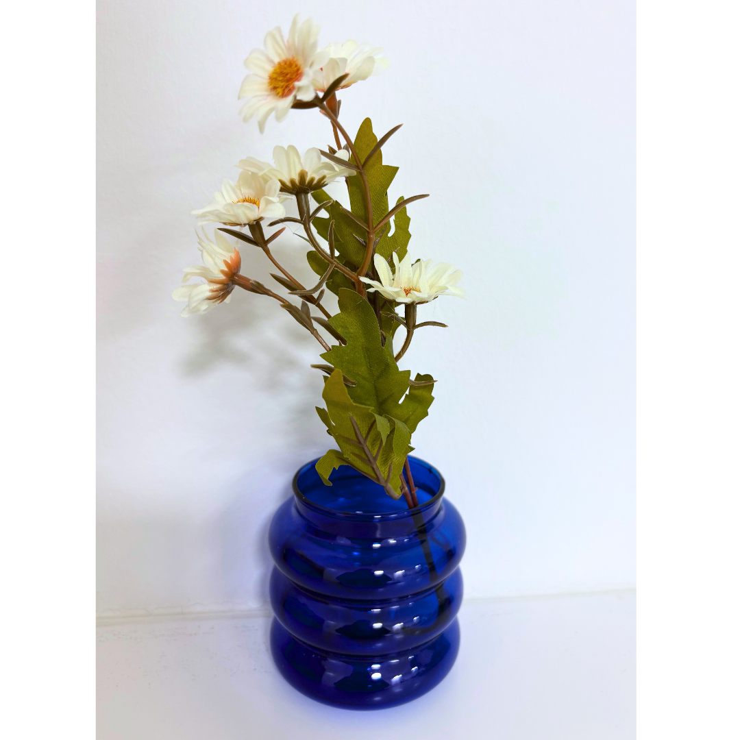 Kerzenhalter und Vase in Blau