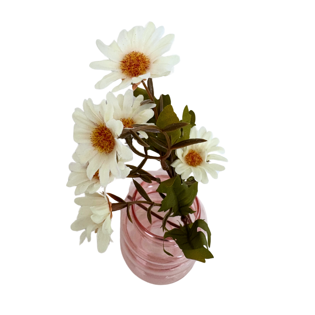 Kerzenhalter und Vase in Rosa