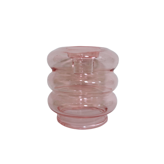 Kerzenhalter und Vase in Rosa
