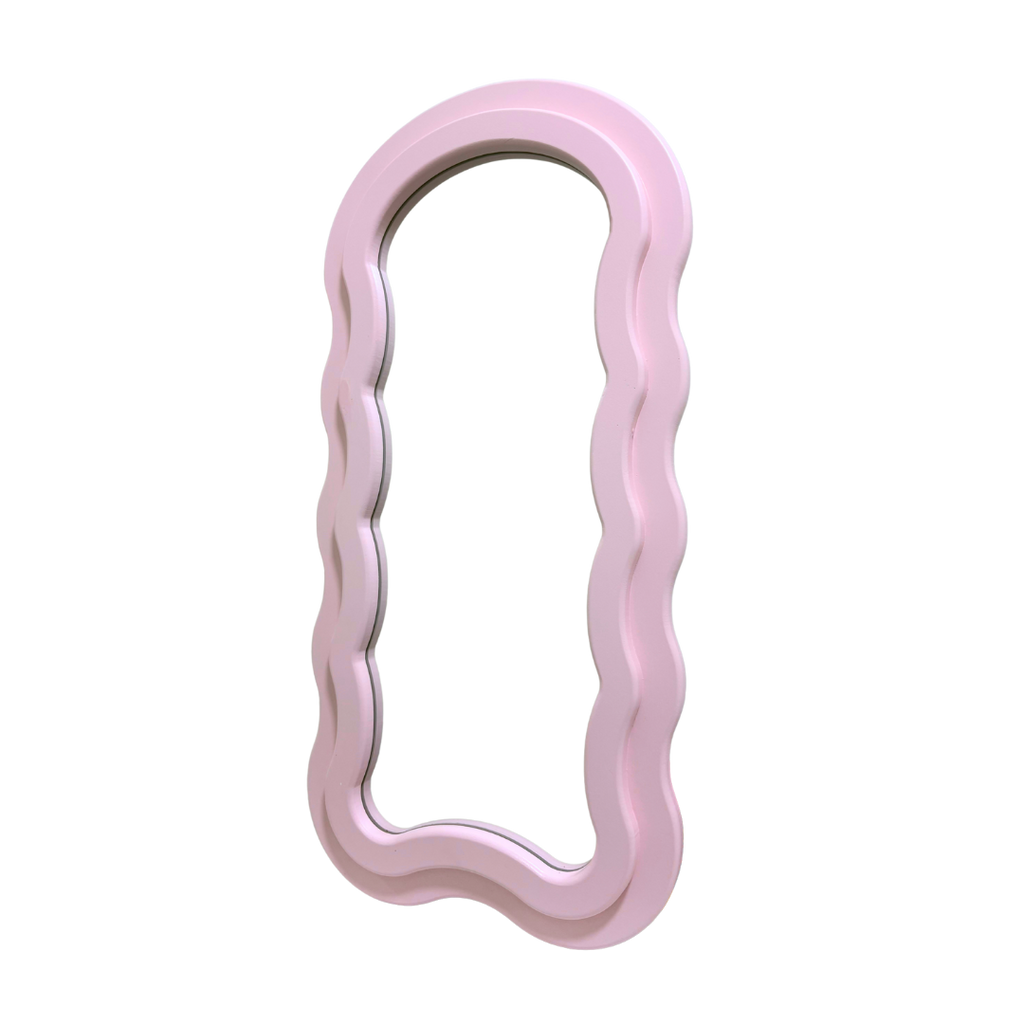 Großer Wellen-Spiegel in Rosa