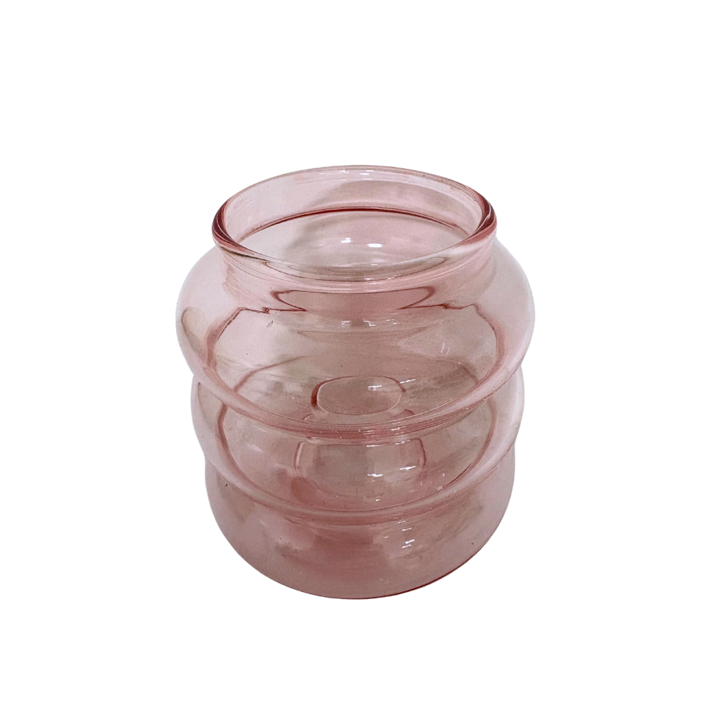 Kerzenhalter und Vase in Rosa