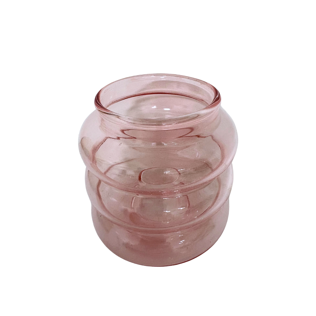 Kerzenhalter und Vase in Rosa