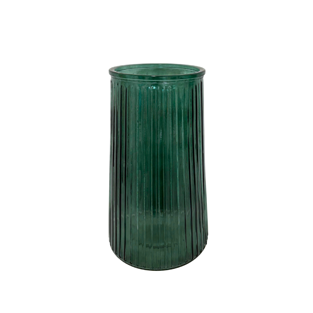 Große Glasvase mit Rillenstruktur