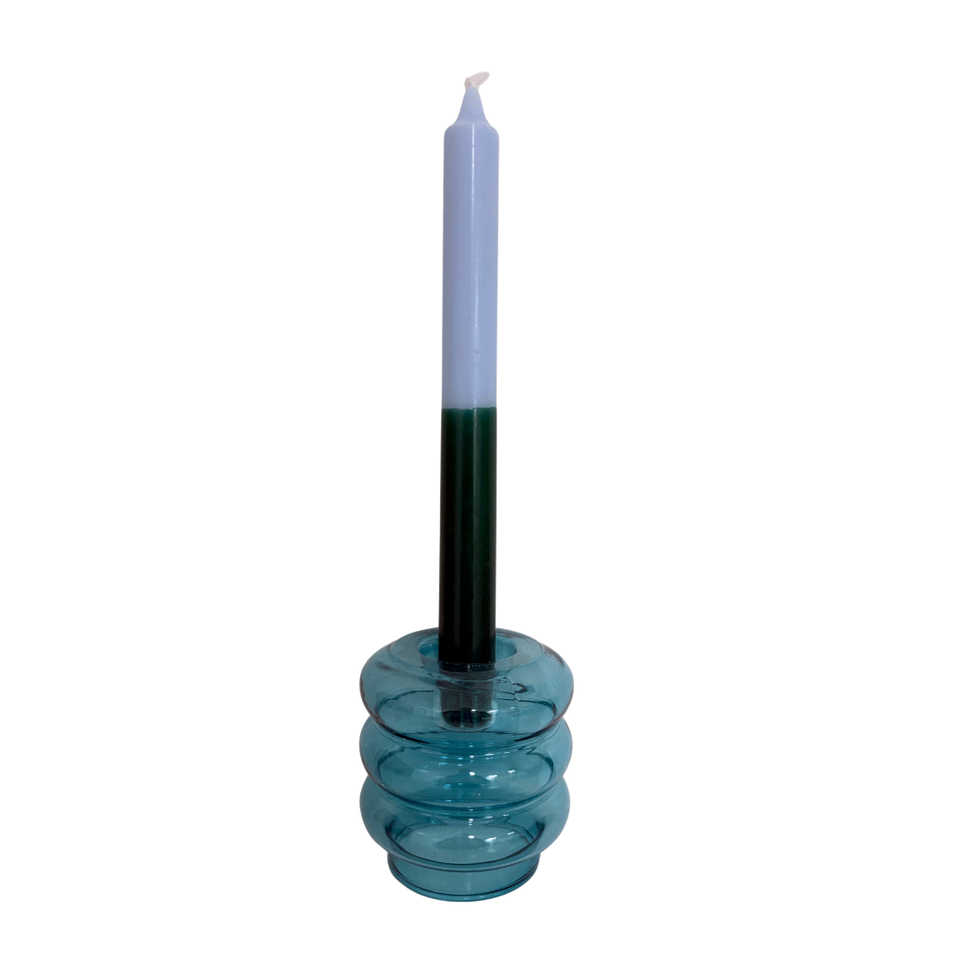 Kerzenhalter und Vase in Hellblau