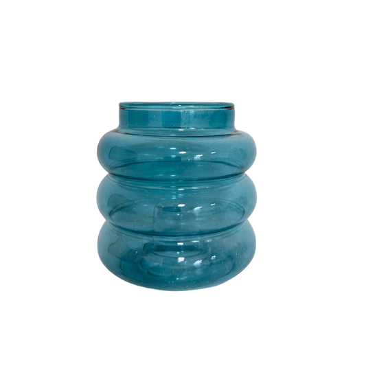 Kerzenhalter und Vase in Hellblau