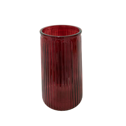 Große Glasvase mit Rillenstruktur - rot