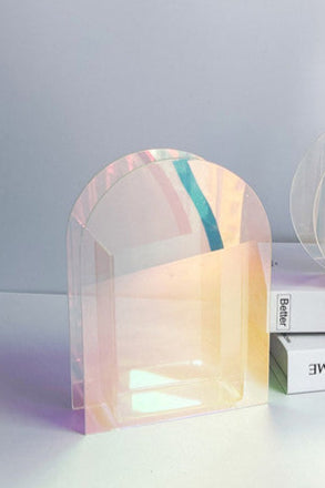 Transparente Acrylvase im Regenbogen-Look