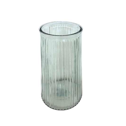 Große Glasvase mit Rillenstruktur - transparent